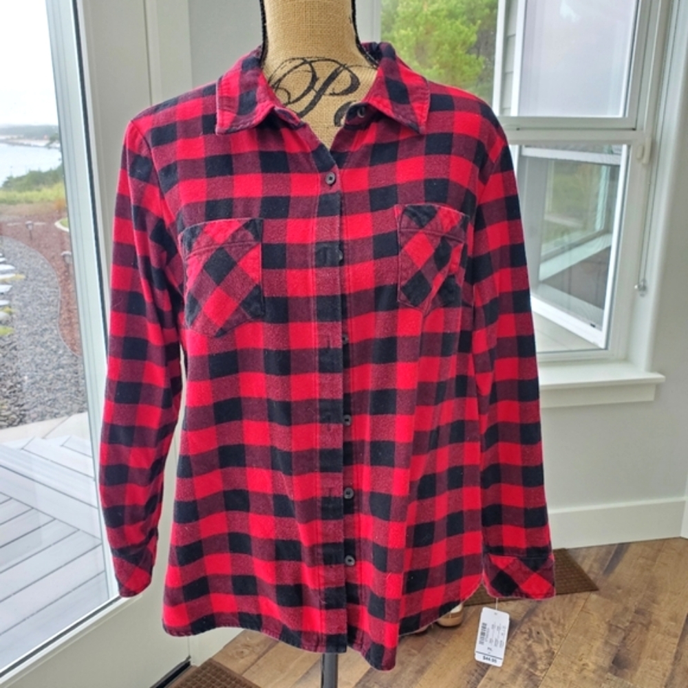 Christopher & Banks Flannel Shirt Size Petite Large.